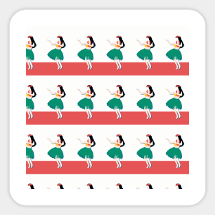 Red Stripes With Hula Girls Sticker